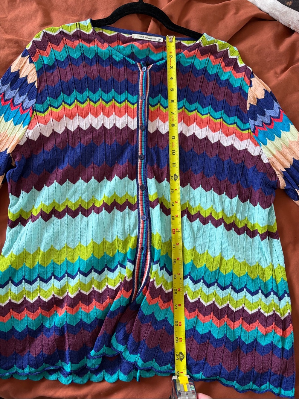 ALDO MARTINS Multicolor Chevron Button-Front Cardigan - Picture 5 of 7